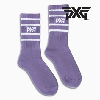  피엑스지 PXG 여자 스트라이프 크루 골프양말 퍼플