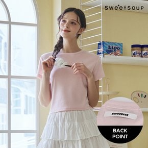 백 레터링 포인트 크롭 티셔츠_PINK WB4STFB