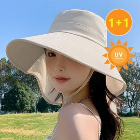 [1+1]델트리 UV차단 플랩캡 와이드 버킷햇_A4873