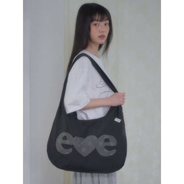 Reversible dot  Nylon Hobo Bag AC801 (Charcoal)