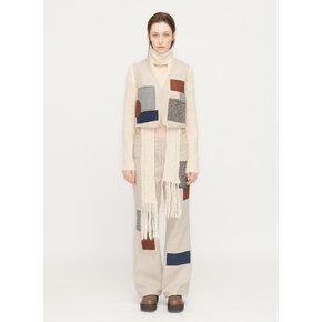 RAW-CUT PATCHWORK PANTS, BEIGE