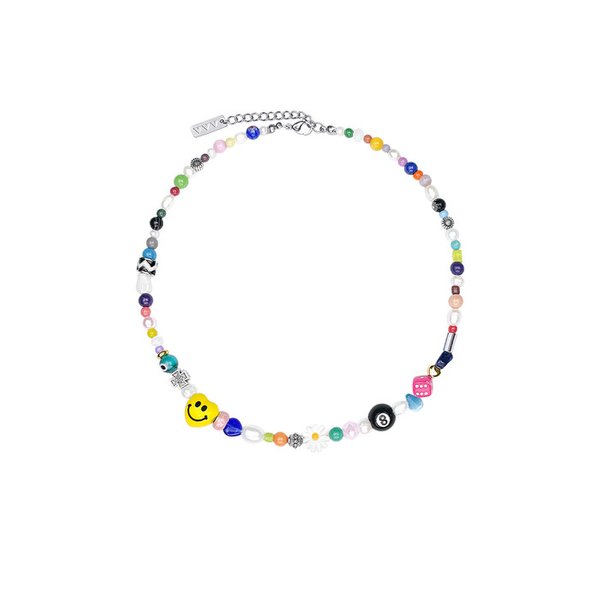 하트 스마일 럭키볼 진주 비즈 목걸이