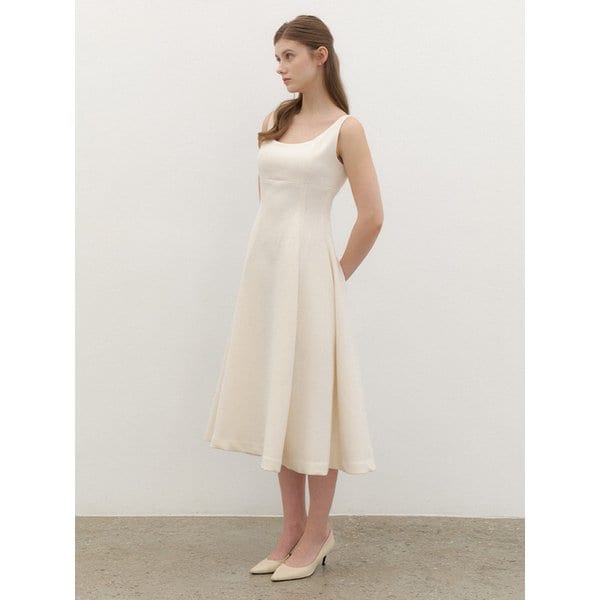 CALLA Sleeveless Flare Set-up Dress / Ivory(2Color)