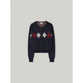 HARRINGTON ARGYLE CARDIGAN (NAVY)