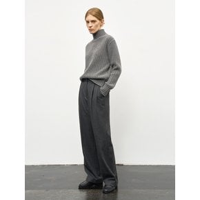 WOOL RICH WIDE TUCK SLACKS_CHARCOAL