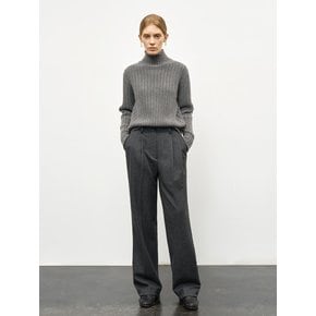 WOOL RICH WIDE TUCK SLACKS_CHARCOAL