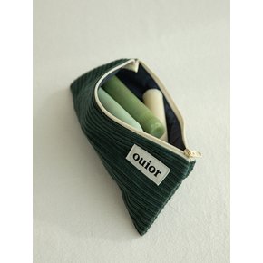flat pencil case - corduroy midnight green (topside zipper)