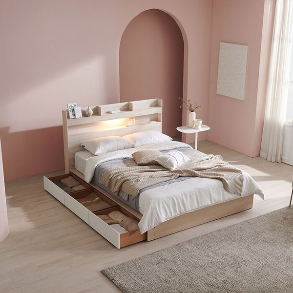 보루네오 라보떼 뷰티 LED 서랍침대 Q (자가드독립40T) LB08 (수도권무배)