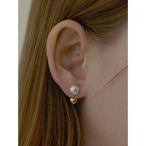 [연말 스페셜 6mm+10mm 진주귀걸이 증정] Pearl heart two-way earring