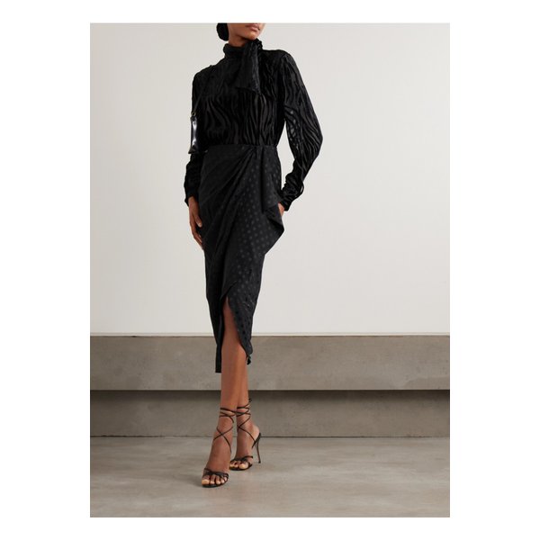 지오나 타이 넥 데보레 벨벳 블라우스 블랙 46376663162944474