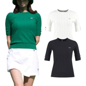 여성 여름 골프웨어 골프 상의 라운드 반팔 티셔츠 L030523W068