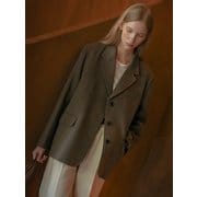 Hazle wool single blazer jacket_Brown