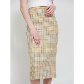 LINEN JUICY CHECK SKIRT_LIME