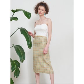 LINEN JUICY CHECK SKIRT_LIME