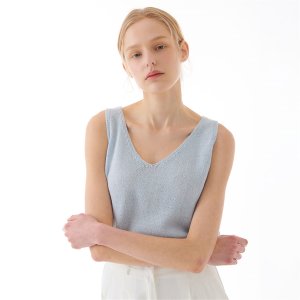 카미노 LINEN V-NECK SLEEVELESS KNIT SKY BLUE