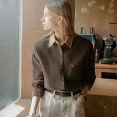 Nella collar point corduroy shirt_Brown