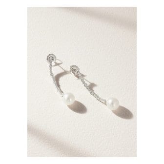 MIKIMOTO 미키모토 18k 화이트 골드 다이아몬드 진주 이어링 1647597327499546