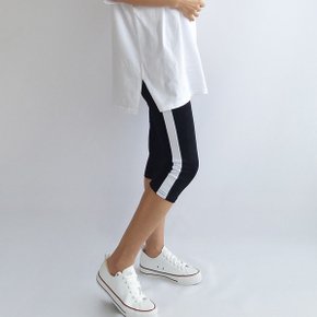 여성용 면스판 7부옆배색레깅스 운동 요가복 바지 787