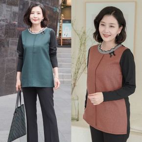 T55999 웨이브리본 핀턱 블라우스티 엄마옷_P328057148
