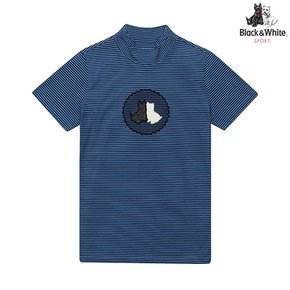 여성 스트라이프 원포인트 기본 반하이넥 티셔츠 9720LAUD_WHITE/NAVY