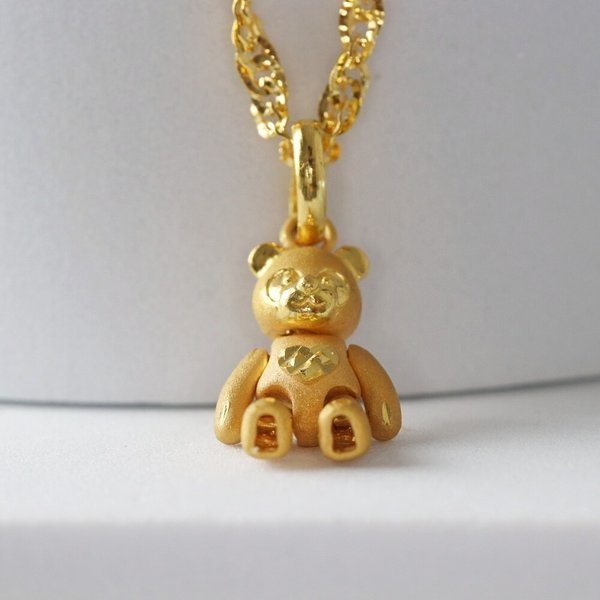 [가앤] 24k순금 무광 관절 곰돌이 목걸이 메달 펜던트 3.75g