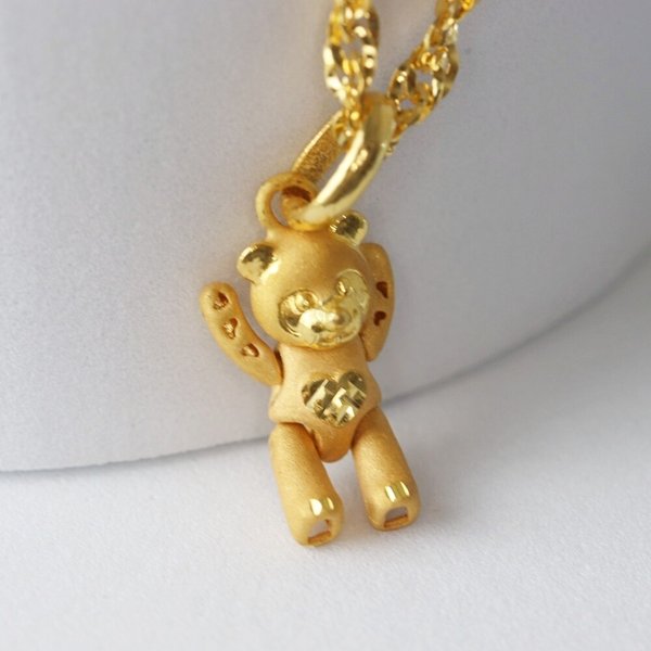 [가앤] 24k순금 무광 관절 곰돌이 목걸이 메달 펜던트 3.75g