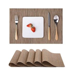 독일 식탁매트 세트 Myir Jun Set of 6 Washable Placemats Woven NonSlip HeatResistant Vinyl