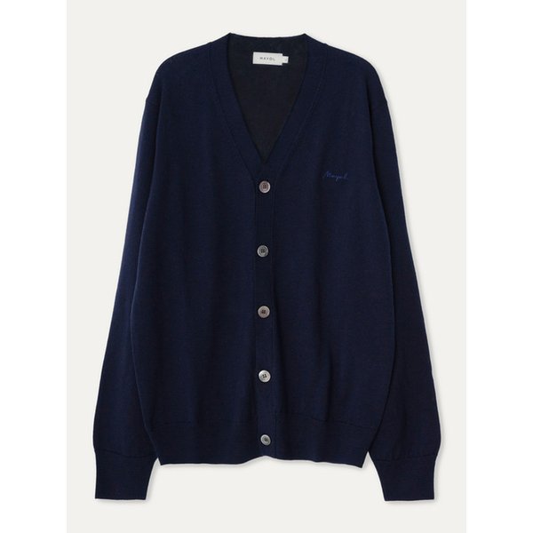 레터링 자수 가디건_네이비