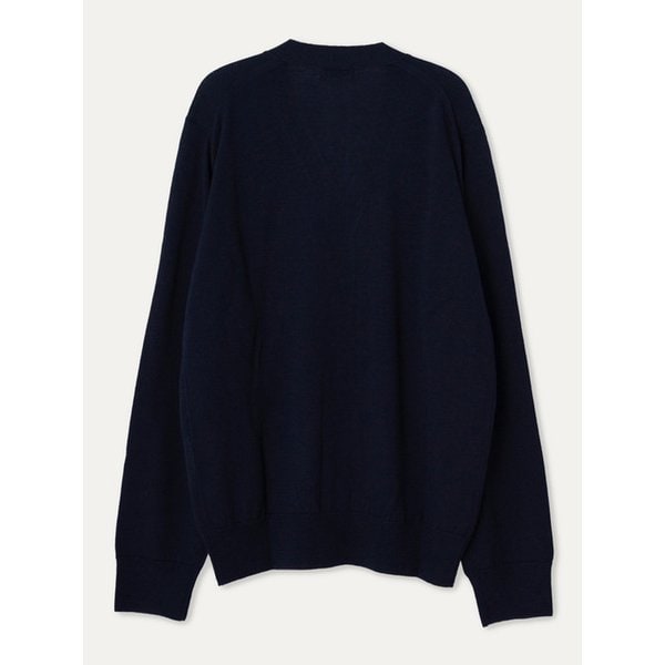 레터링 자수 가디건_네이비