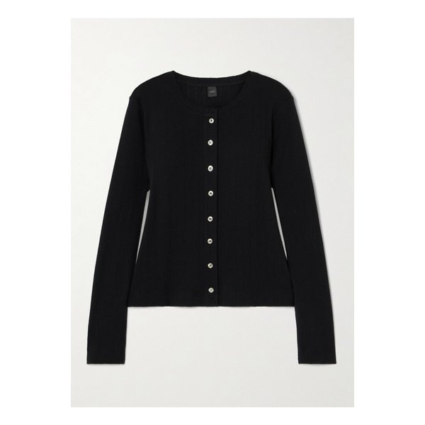 리셋 포인텔 니트 코튼 가디건 블랙 1647597350187078