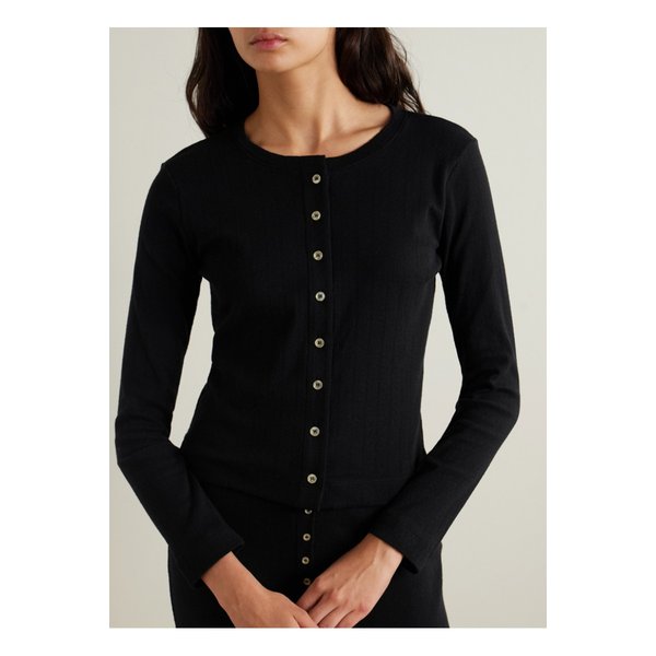 리셋 포인텔 니트 코튼 가디건 블랙 1647597350187078