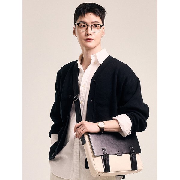 Polygon doublebelted Messenger [ivory black]