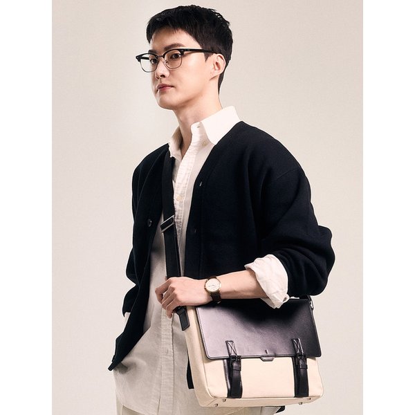 Polygon doublebelted Messenger [ivory black]