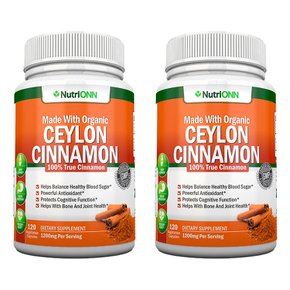 NutriONN 뉴트리온 오가닉 실론 시나몬 100퍼센트 1200mg 120정 2개 Organic Ceylon Cinnamon