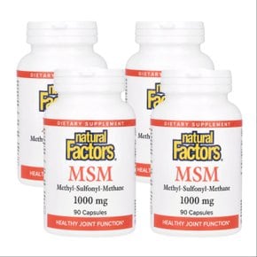 내추럴팩터스 MSM 1000mg 식이유황 90캡슐 X 4통 Natural Factors