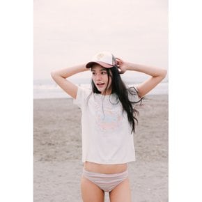 록시 여성 빈티지 프린팅 레귤러핏 반팔 래쉬가드 RE21RE287_WBK_s