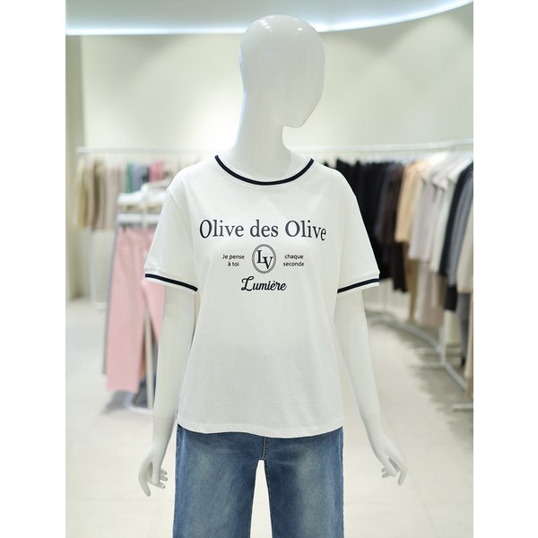[여주점] 여성 라인 배색 로고 레터링 티셔츠 YW5ME311