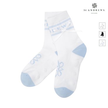 세인트앤드류스 [50%가격인하] 블루 여성 스트라이프 로고 자카드 리본 중목 양말 821C3SC751_BL