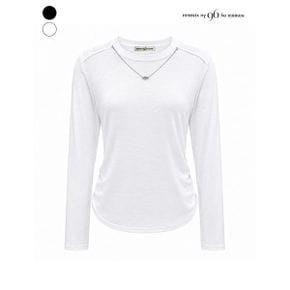 목걸이 탈부착 셔링 티셔츠 NQ9TS006M0_P437459911