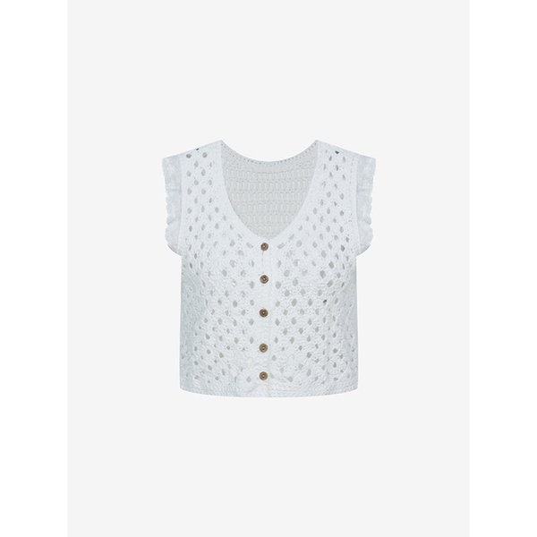 레이스 프릴 펀칭 니트 베스트 (TMVCE2976)