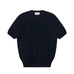 Essential Short Sleeve Round Knit (Navy)