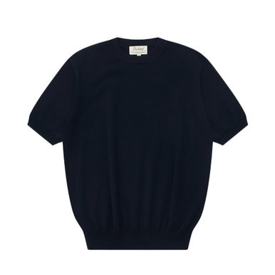 Essential Short Sleeve Round Knit (Navy)