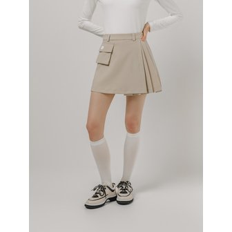 에이틴오비어 Pocket pleated wrap skirt (light beige)