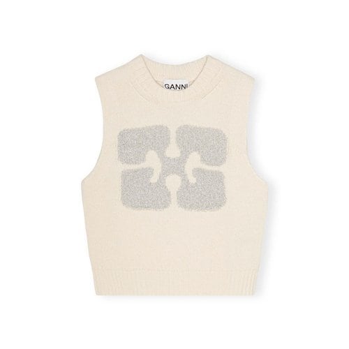 Graphic Wool Mix Vest_Egret_K2252