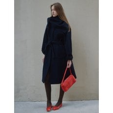 Premium Wool Cashmere Shawl Coat - Navy