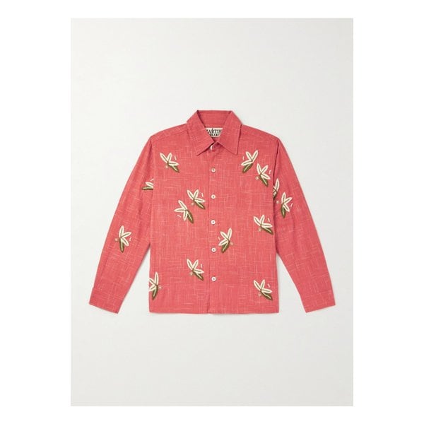 카틱 리서치 박스 장식 자수 코튼 셔츠 레드 46376663162897224