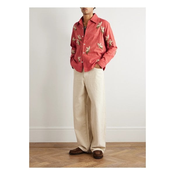 카틱 리서치 박스 장식 자수 코튼 셔츠 레드 46376663162897224