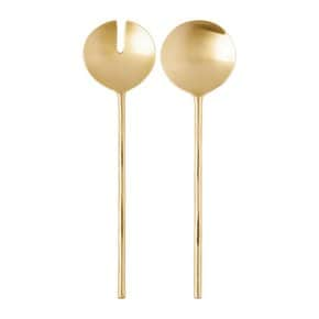 파지크 골드 웨이브 샐러드 서빙 스푼 Wave Salad Servers Matte Brass Brass