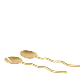 파지크 골드 웨이브 샐러드 서빙 스푼 Wave Salad Servers Matte Brass Brass