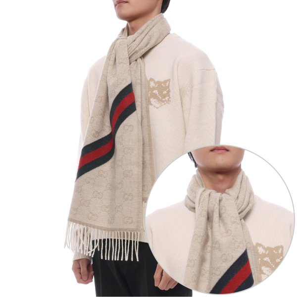 [부산점] 25FW 남성 GG 웹 울 머플러 (570603 3G200 9568 M 25F)